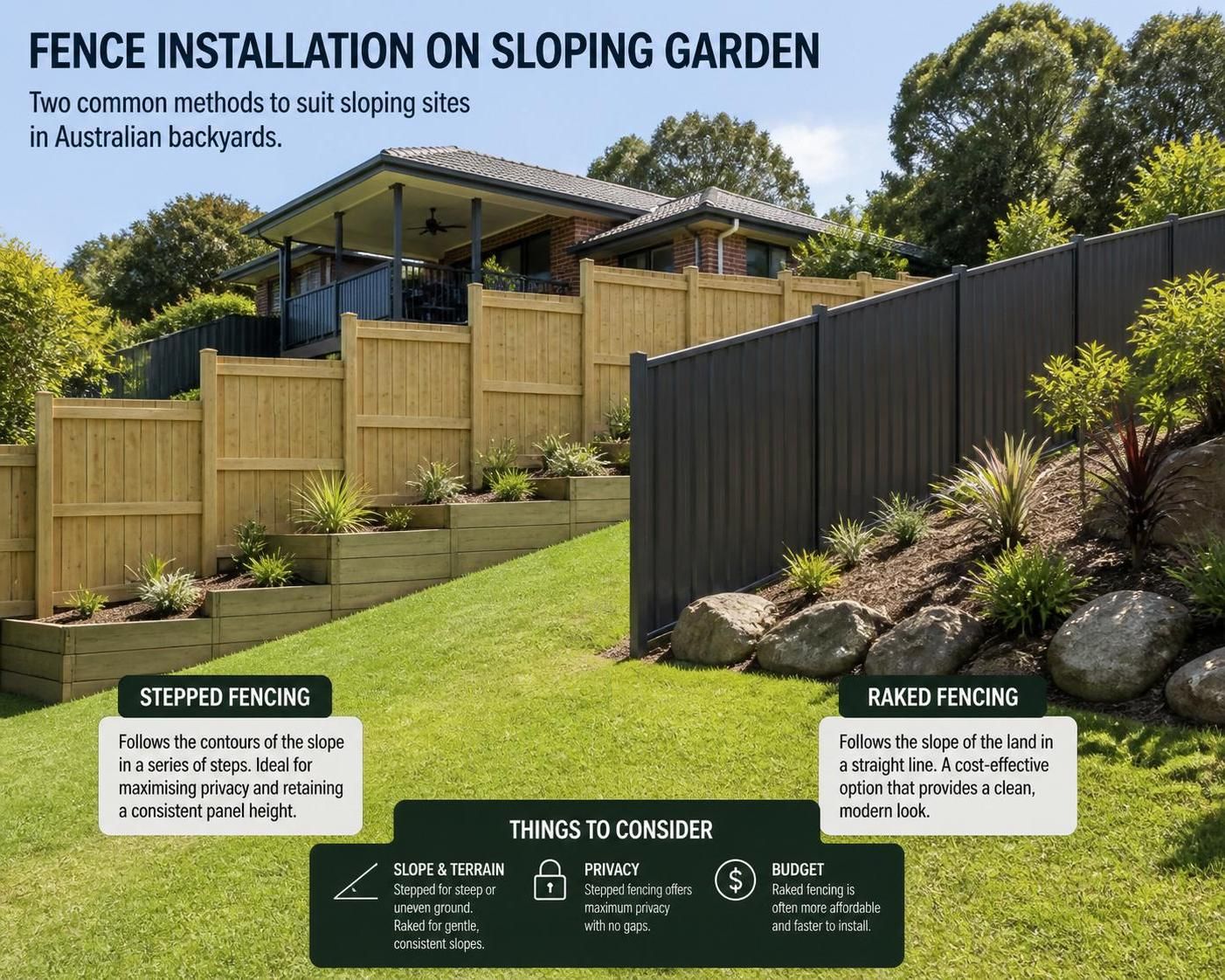 discover the best fence options for sloping blocks in australia with our complete guide. learn about suitable materials, design tips, and installation advice to enhance your property’s safety and aesthetics.